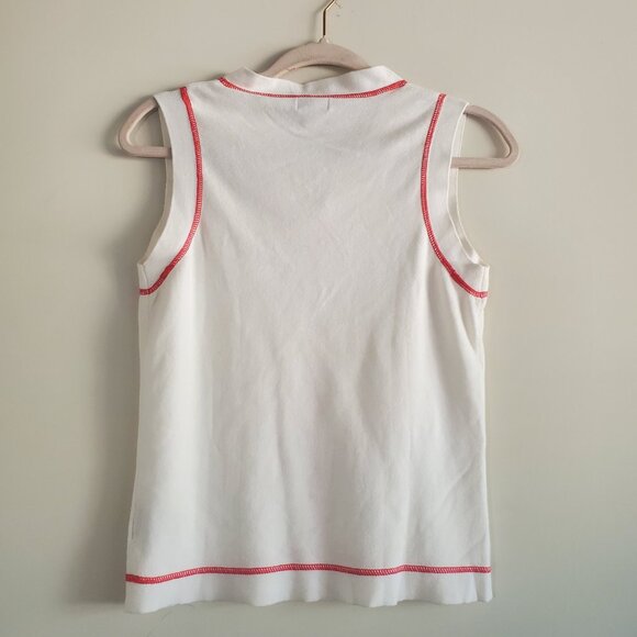 Izod Women's Knit Vest Medium White Tennis Prep Vintage Preppy Academia - Picture 5 of 9